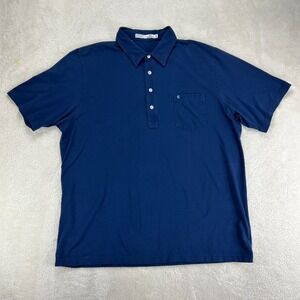 Criquet Polo Shirt Mens 2XL Navy Blue Golf Stretch Short Sleeve Pocket Logo